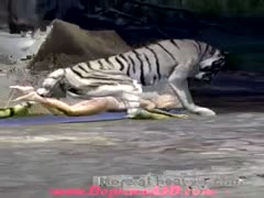 Features of an imaginative animated bestiality porn clip Big tiger fucking little cartoon scumbag